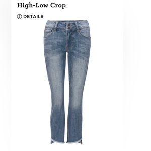 Cabi jean. Style 6070, Hi Low Crop Jean. GUC.